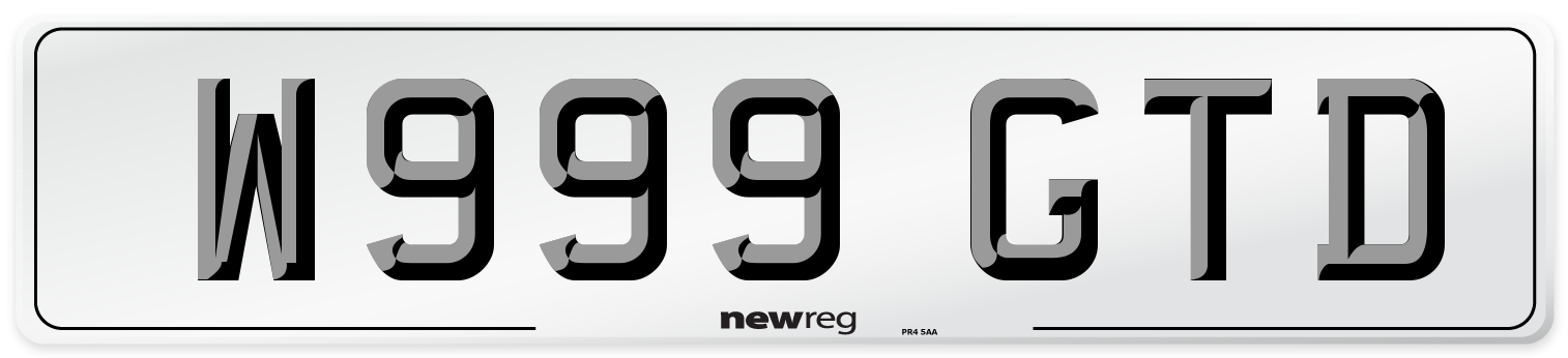 W999 GTD Number Plate from New Reg